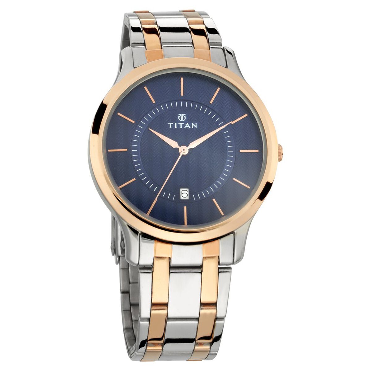 Titan Quartz Analog with Date Blue Dial Stainless Steel Strap Watch for Men 2