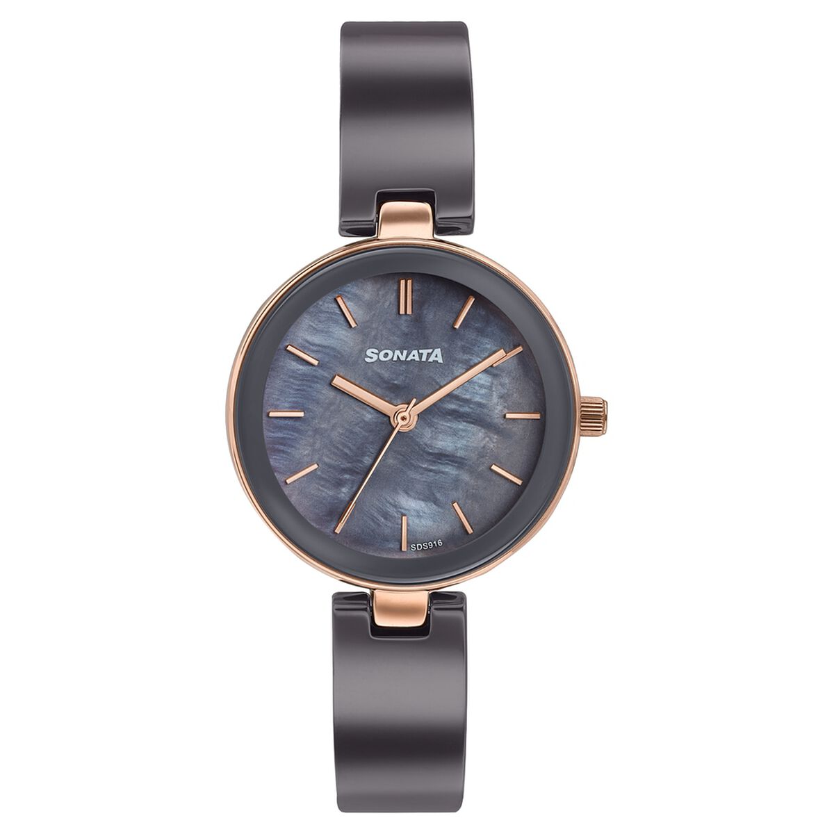 Sonata Festive Quartz Analog Grey Dial Two Toned Ceramic & Metal Strap Watch For Women 1