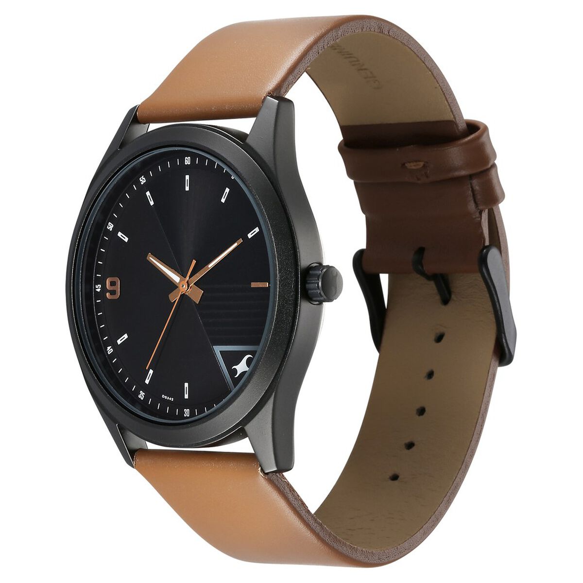 Fastrack Stunners Quartz Analog Black Dial Brown Leather Strap Watch For Guys 3