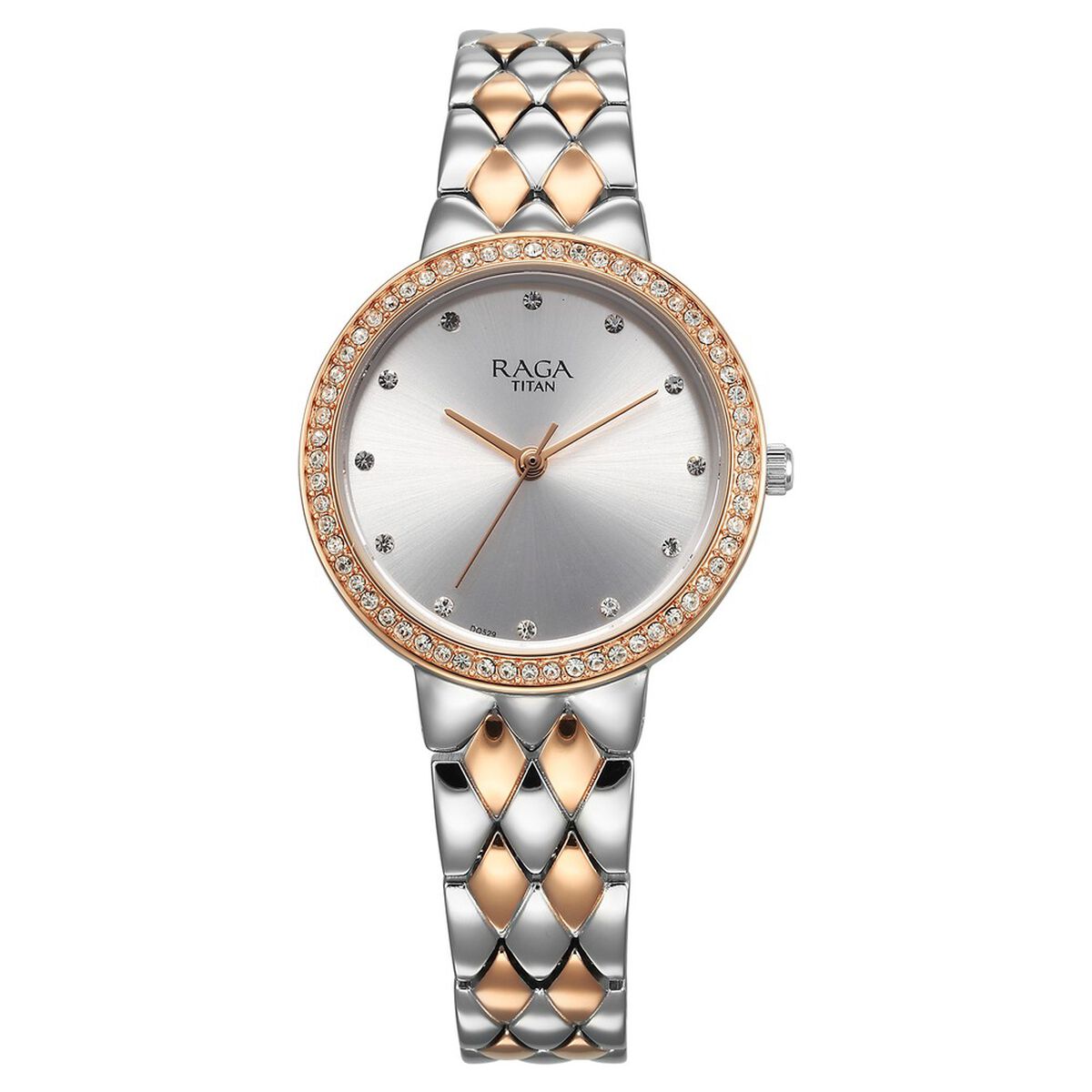 Titan Raga Showstopper Quartz Analog Silver Round Dial Two Toned Metal Strap Watch For Women 1