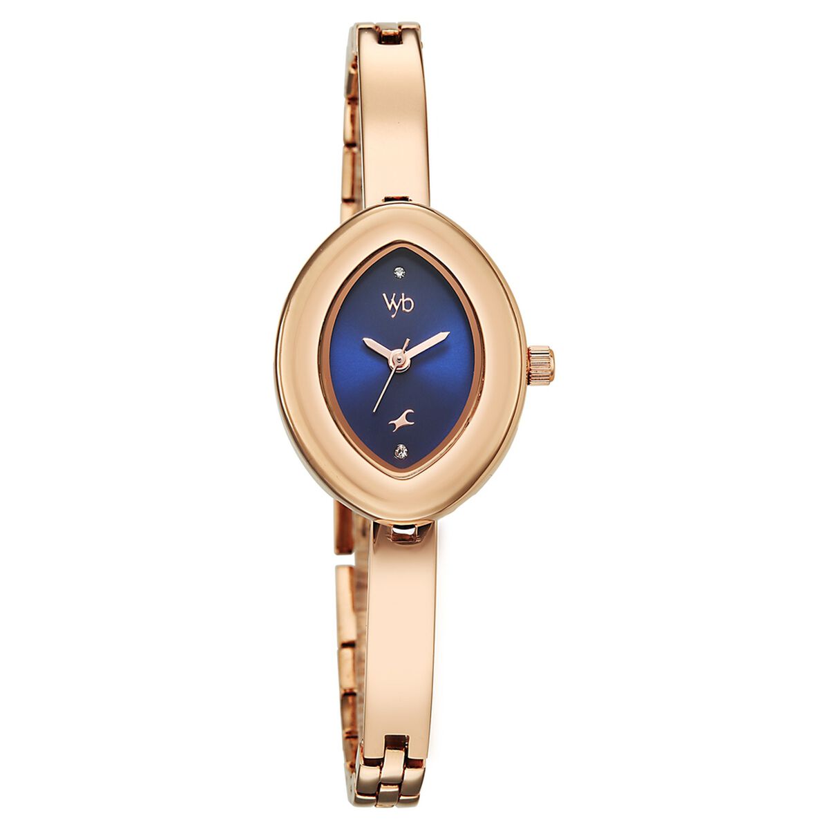 Vyb Luna By Fastrack Quartz Analog Blue Dial Rose Gold Metal Strap Watch For Girls 2