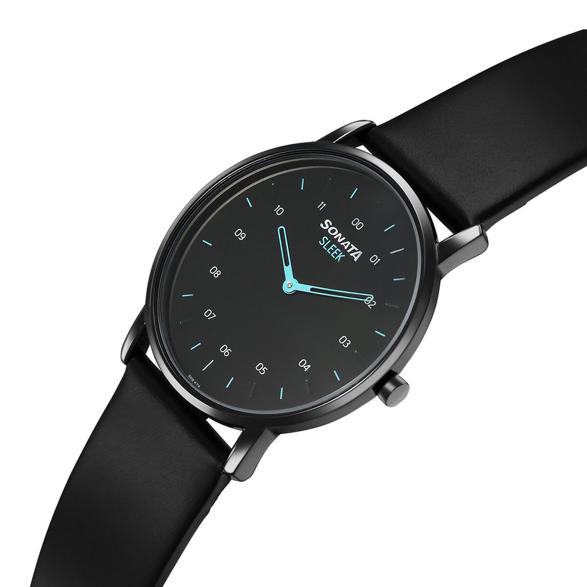 Sonata Sleek Quartz Analog Black Dial Black Leather Strap Watch For Men 2