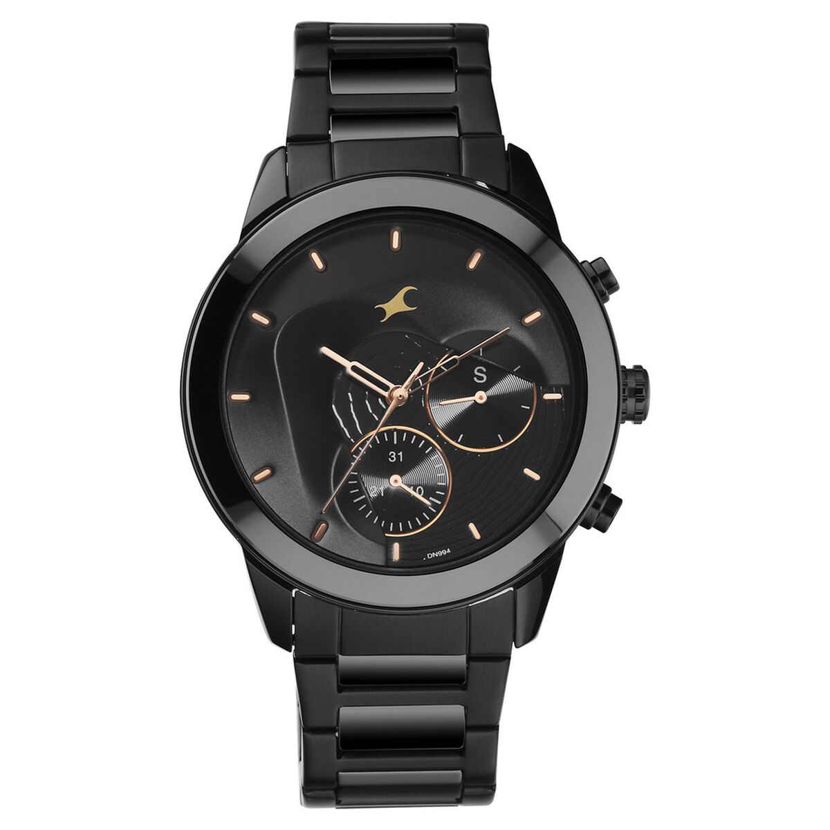 Fastrack Cerame Quartz Multifunction Black Dial Steel & Ceramic Strap Watch for Guys 1