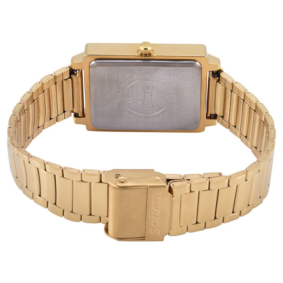 Sonata Quartz Analog with Day and Date Champagne Dial Stainless Steel Strap Watch for Men 4