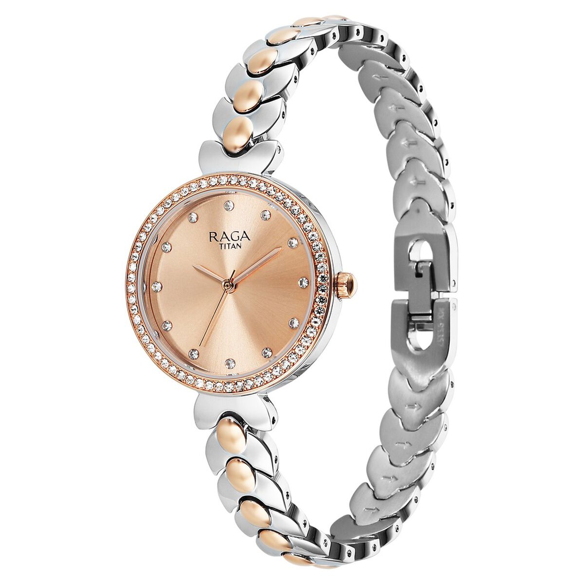 Titan Raga Showstopper Quartz Analog Rose Gold Dial Two Toned Metal Strap Watch For Women 3