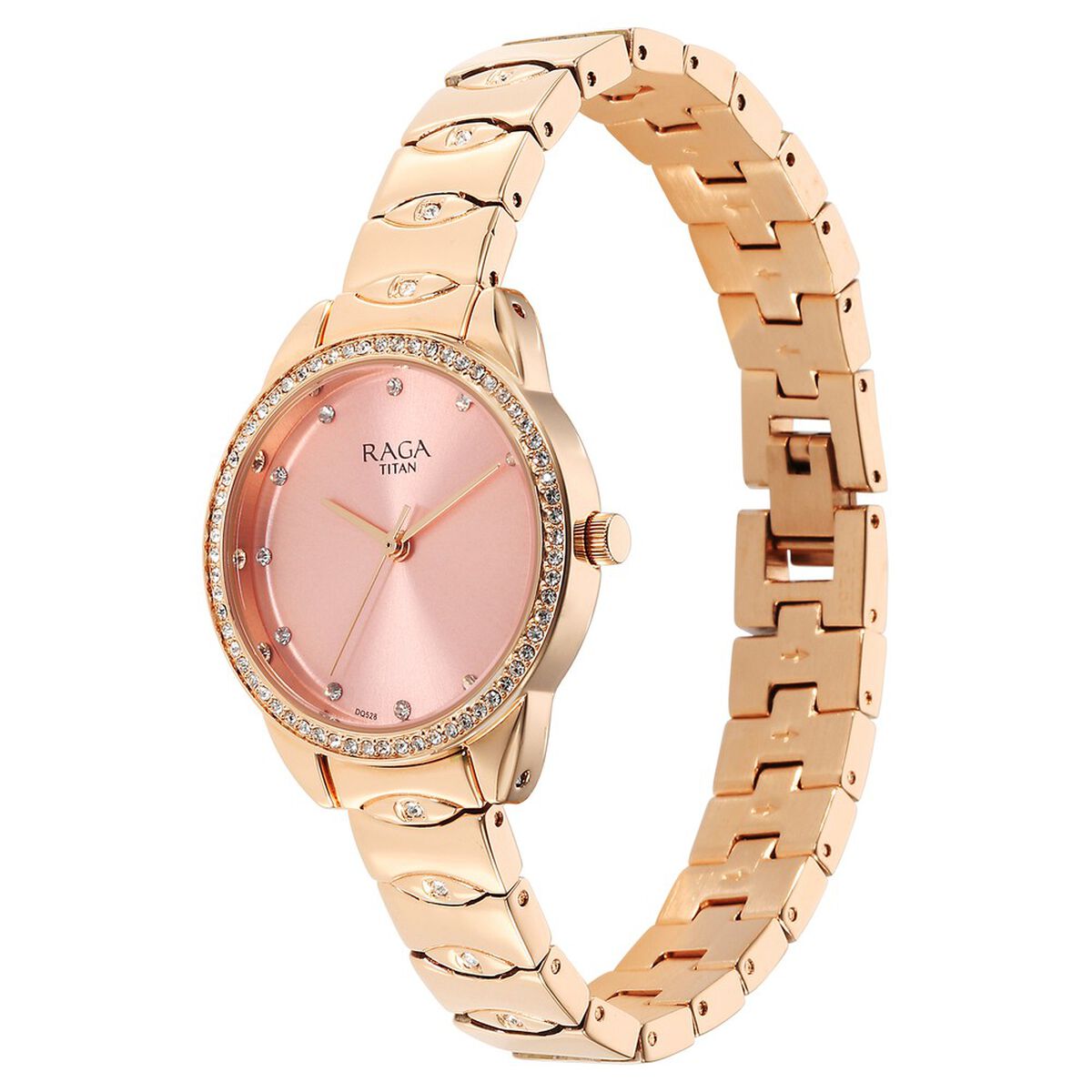 Titan Raga Showstopper Quartz Analog Pink Round Dial Rose Gold Metal Strap Watch For Women 3