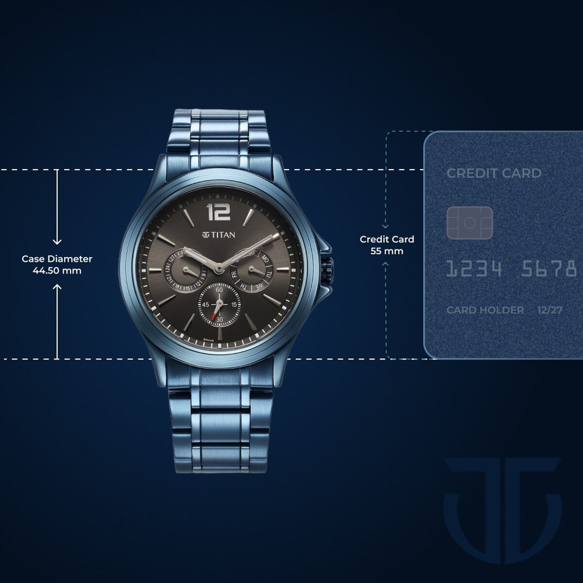 Titan Neo Splash Anthracite Dial Quartz Multifunction Stainless Steel Strap Watch for Men 3