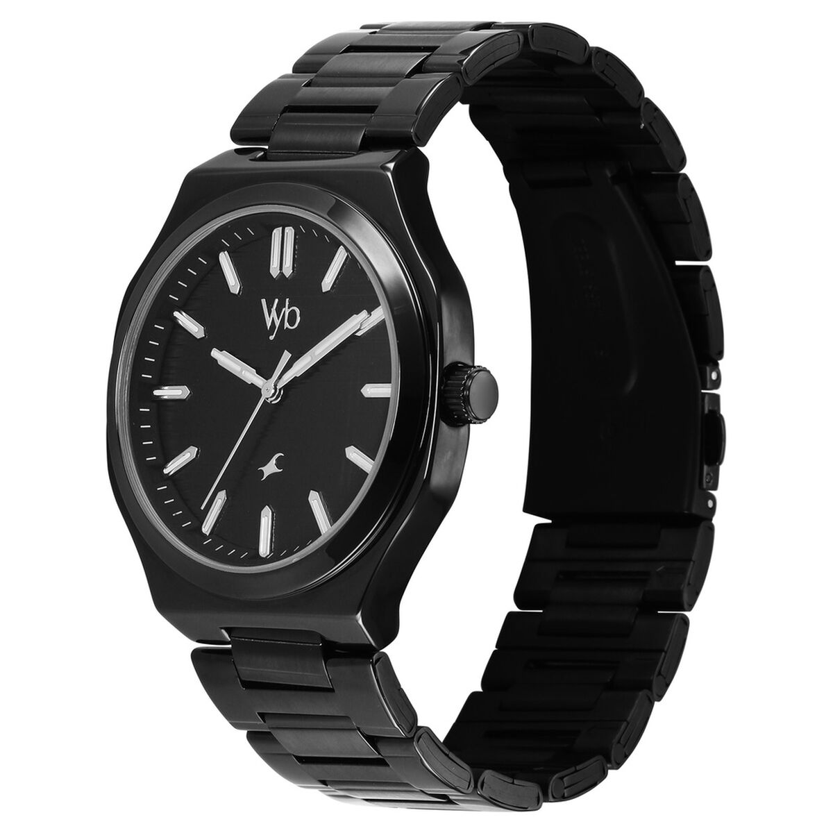 Vyb Horizon By Fastrack Quartz Analog Black Dial Black Stainless Steel Strap Watch For Guys 3