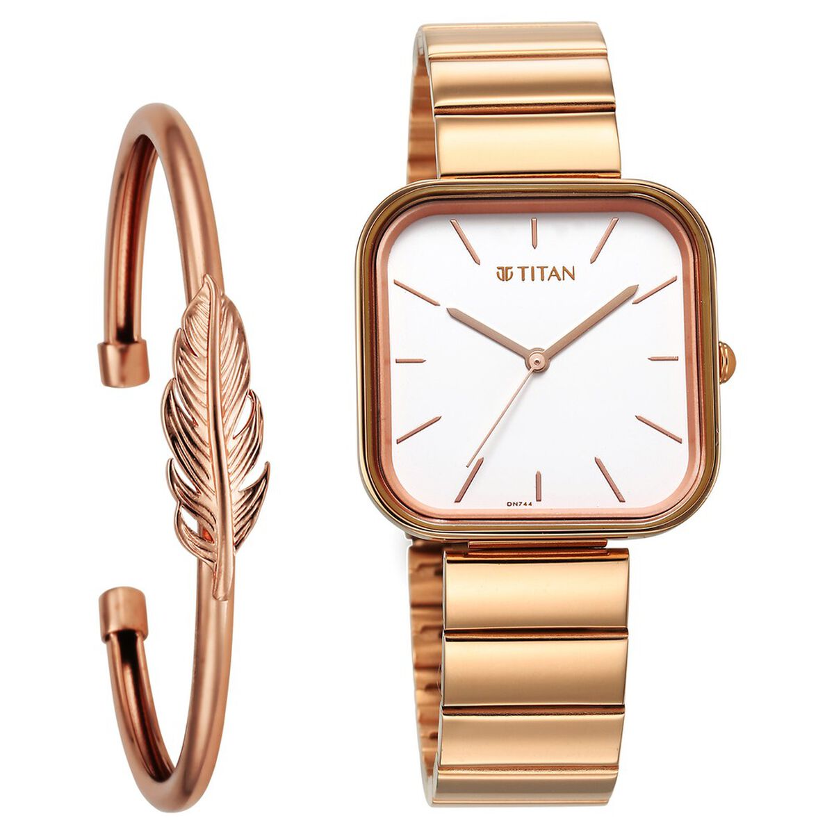 Titan Purple Stackables Quartz Analog White Dial Stainless Steel Strap Watch for Women 1