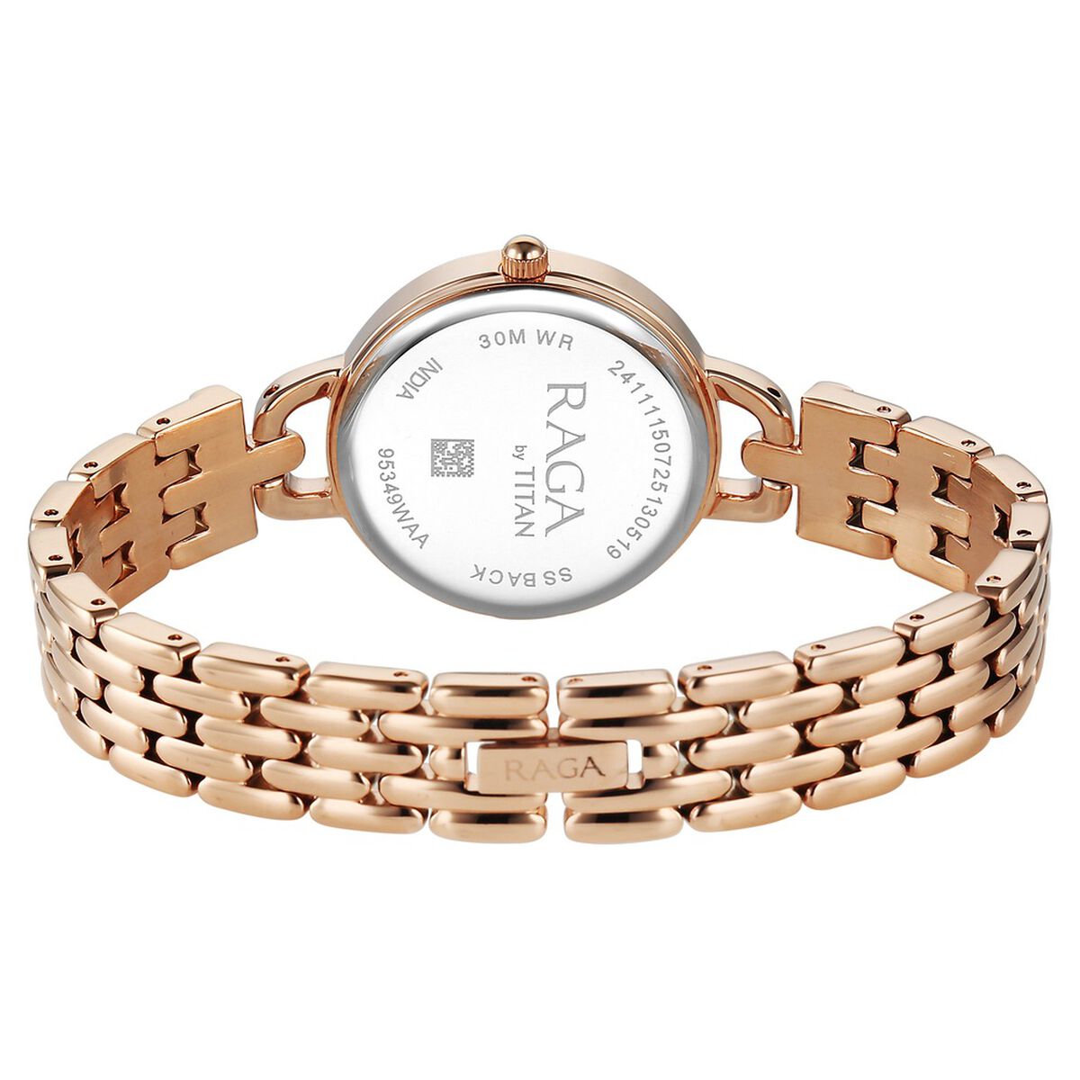 Titan Raga Showstopper Quartz Analog Silver Dial Rose Gold Metal Strap Watch For Women 5