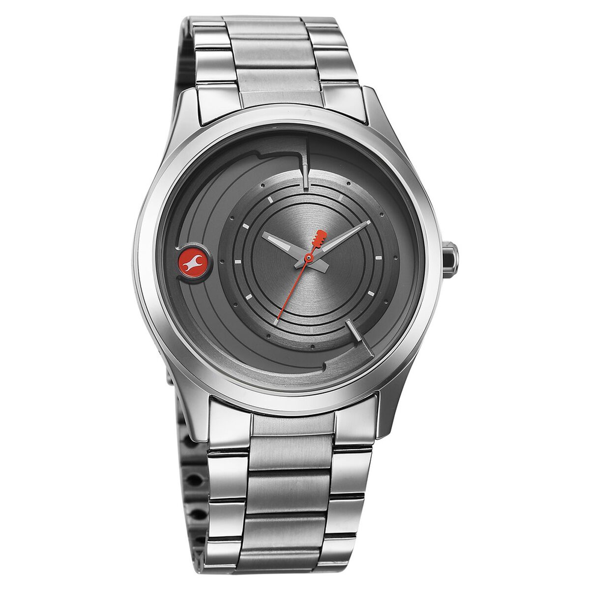 Fastrack Groove Quartz Analog Grey Dial Silver Stainless Steel Strap Watch For Guys 2