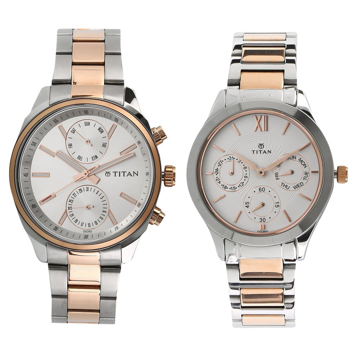 Titan Bandhan White Dial Quartz Multifunction Stainless Steel Strap watch for Couple 1