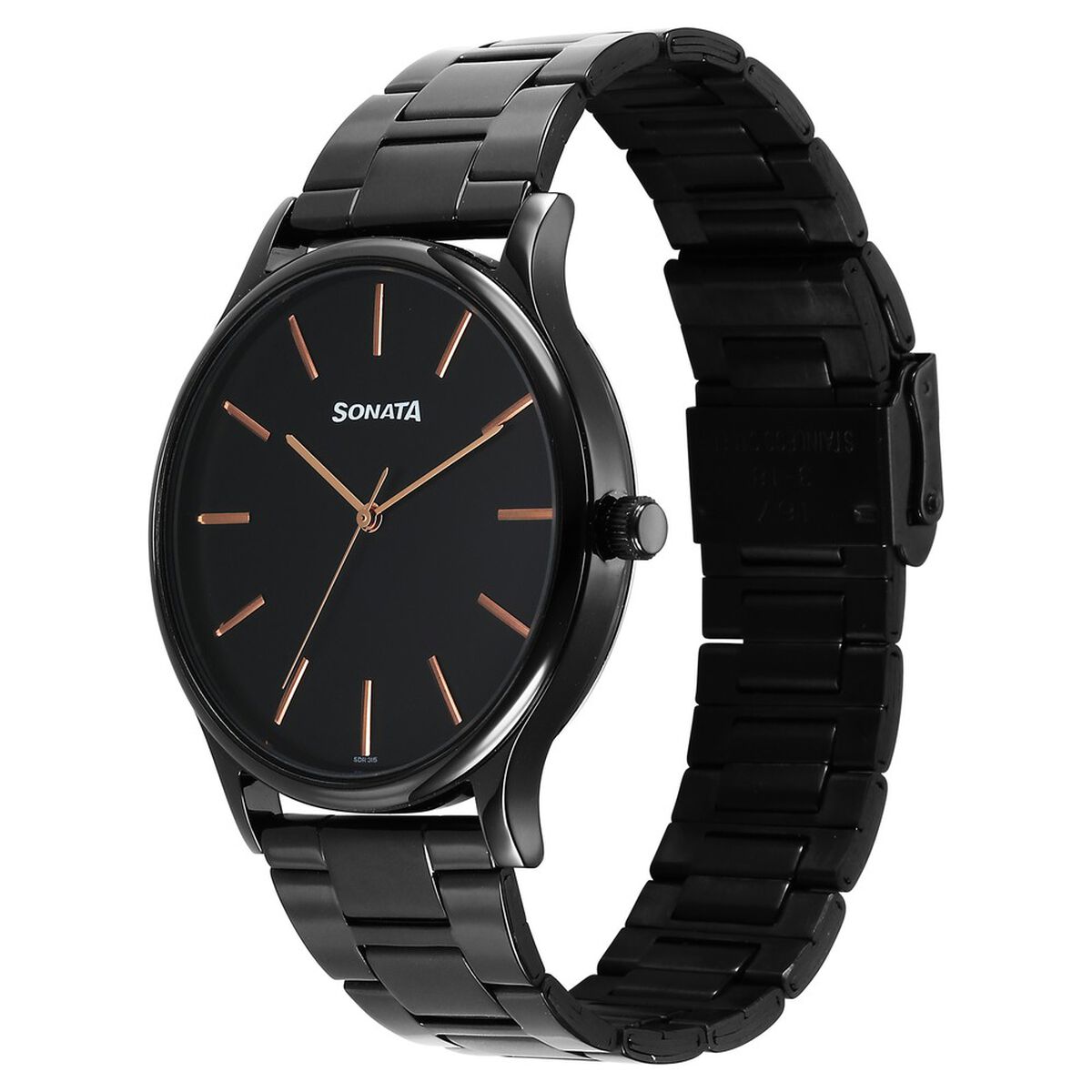 Sonata Aspire Quartz Analog Black Dial Stainless Steel Strap Watch For Men 3