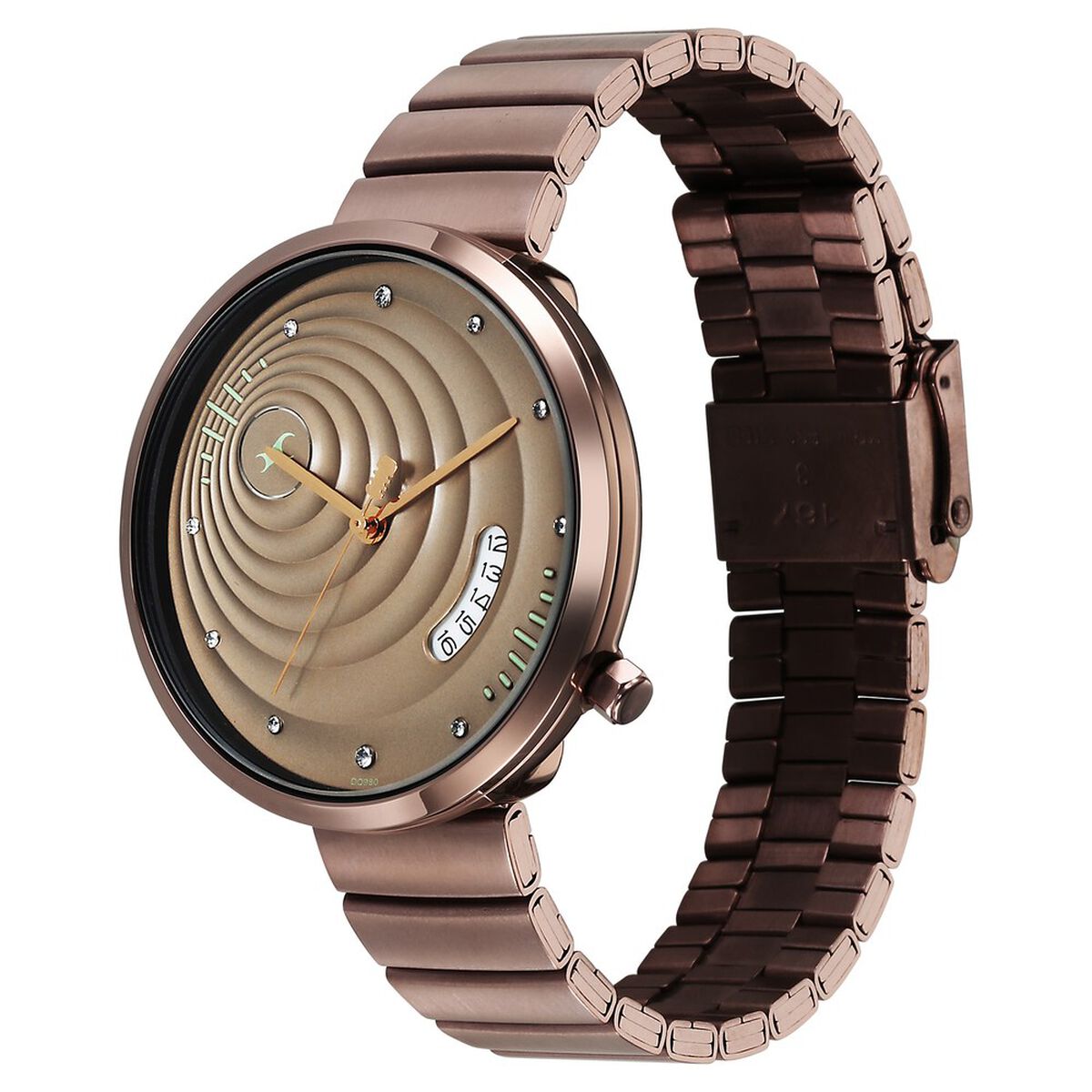 Fastrack Groove Quartz Analog with Date Beige Dial Girls Stainless Steel Watch 5