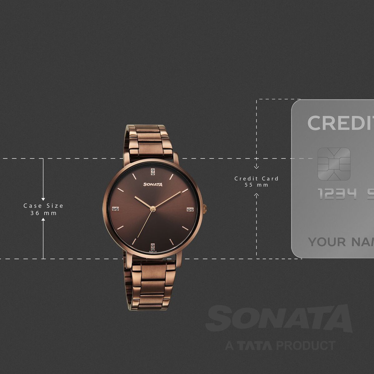 Sonata Soulmate Quartz Analog Brown Dial Brown Stainless Steel Strap Watch For Couple 4