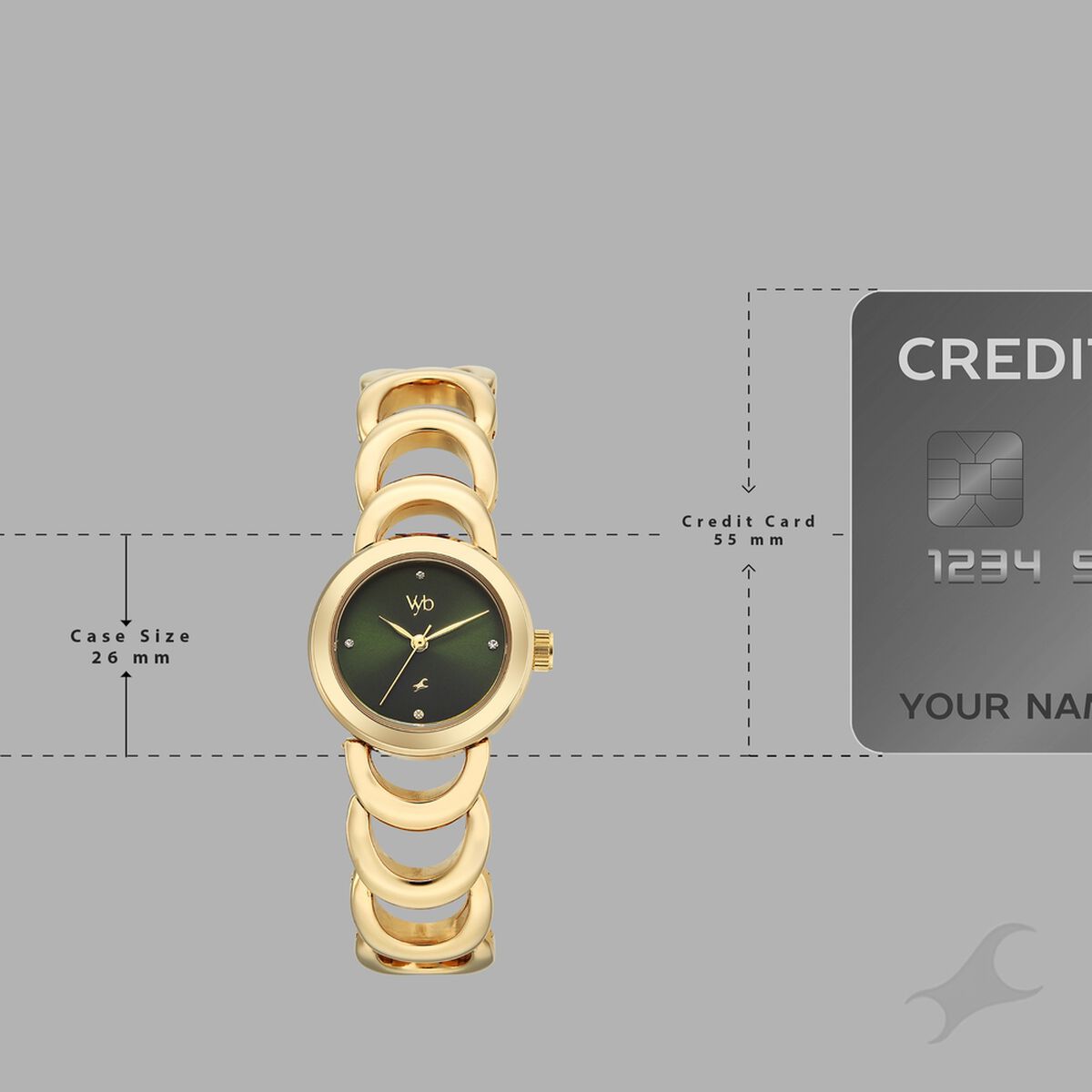 Vyb Bliss By Fastrack Quartz Analog Green Dial Golden Metal Strap Watch For Girls 4