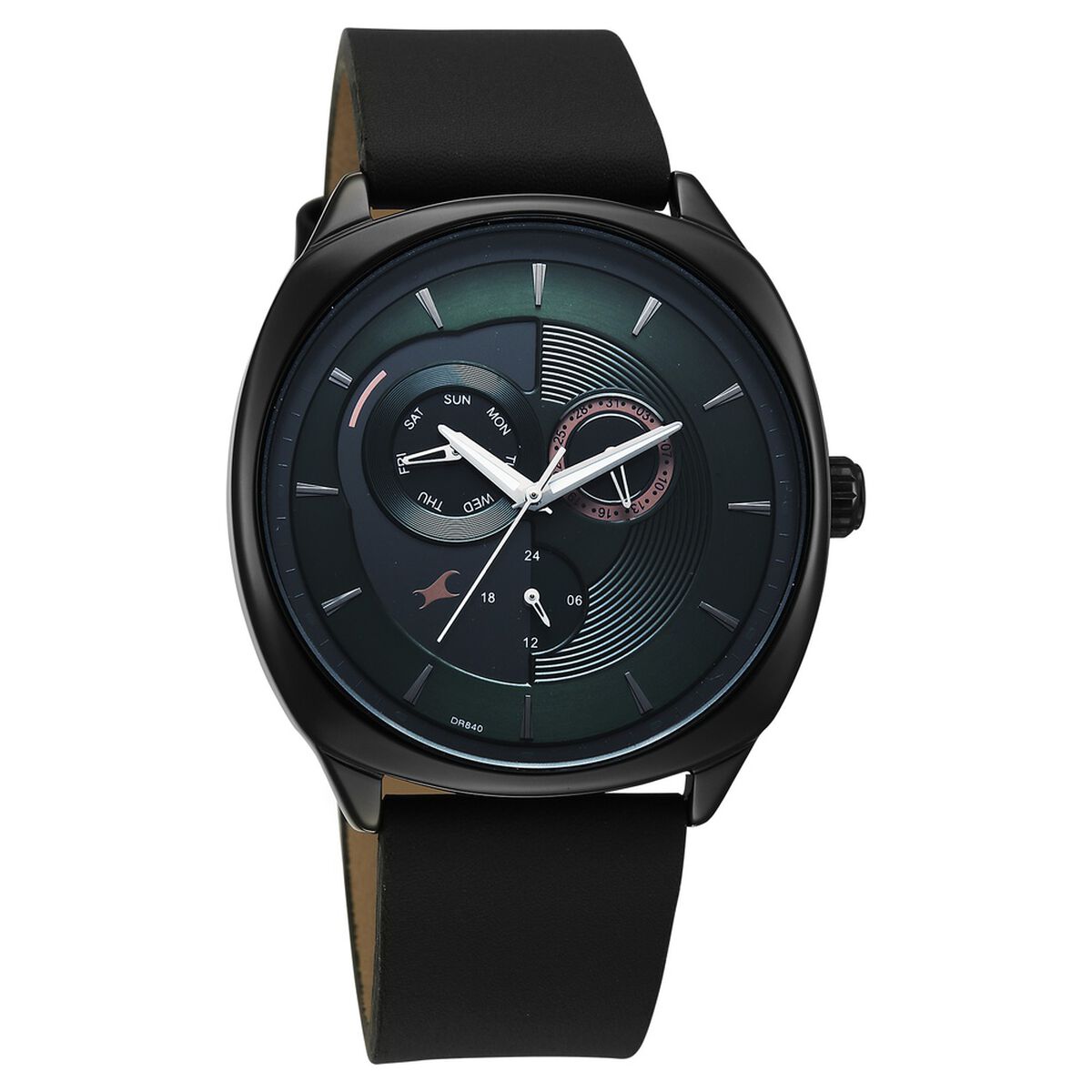 Fastrack Tick Tock Quartz Multifunction Green Dial Leather Strap Watch For Guys 2