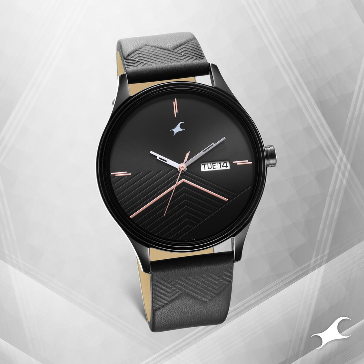 Fastrack Style Up Black Dial Leather Strap Watch for Guys 1