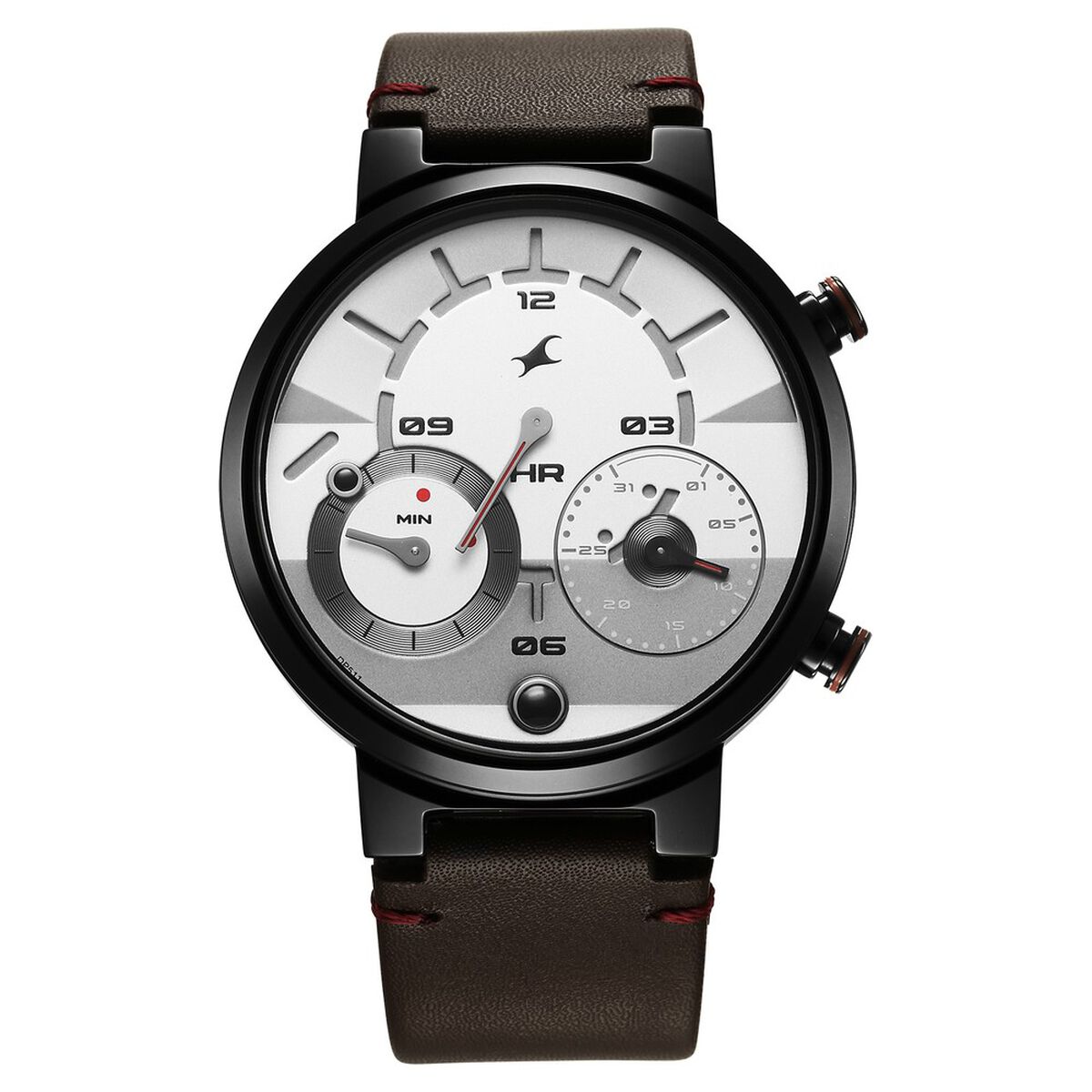 Fastrack Gambit Micromotor White Dial Brown Leather Strap Analog Watch for Guys 2