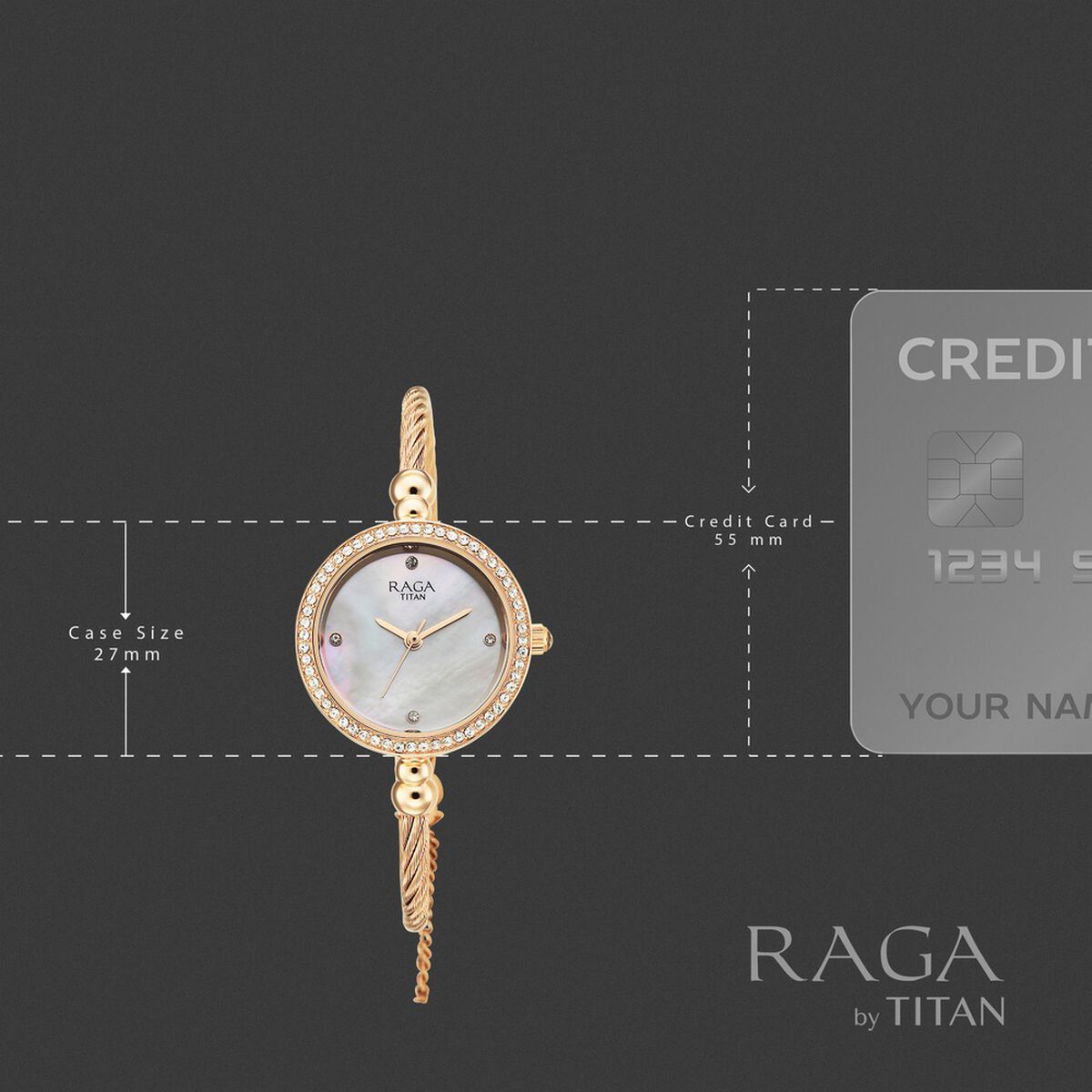 Titan Raga Spotlight Quartz Analog White Dial Rose Gold Metal Strap Watch For Women 4