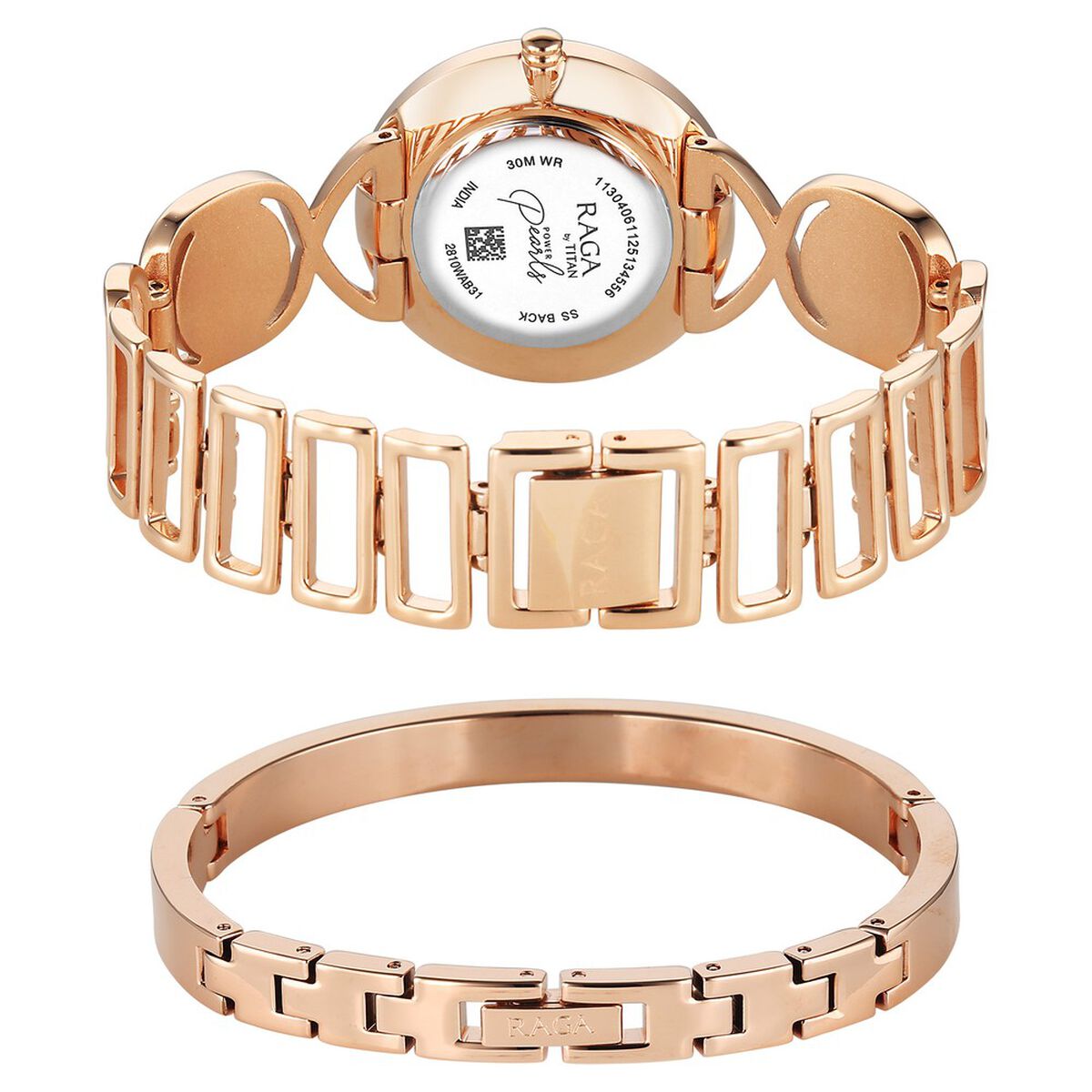Titan Raga Power Pearls Quartz Analog Mother of Pearl Dial Rose Gold Metal Strap Watch For Women 5