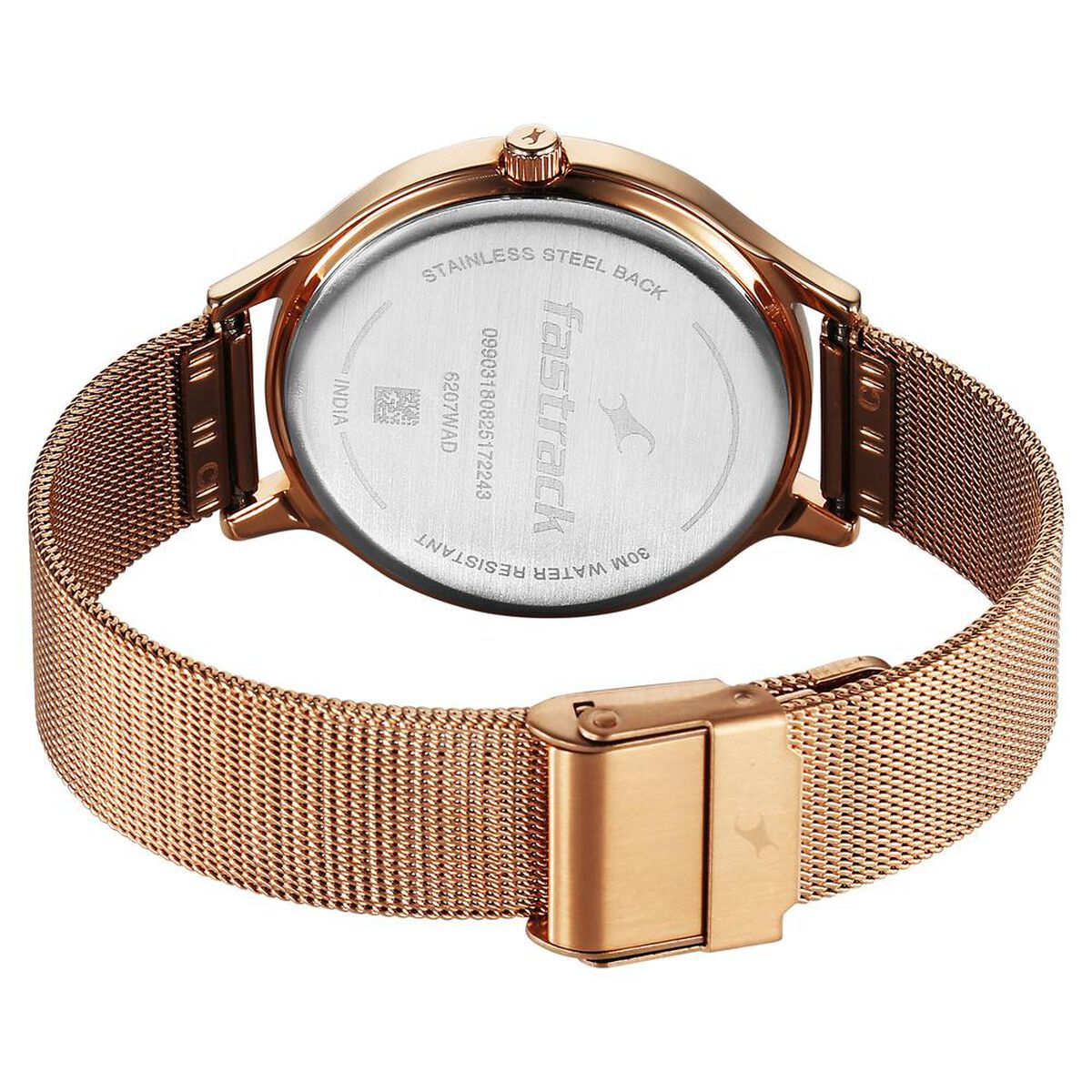 Fastrack Style Up Quartz Analog Pink Dial Rose Gold Colour Stainless Steel Strap Watch For Girls 5