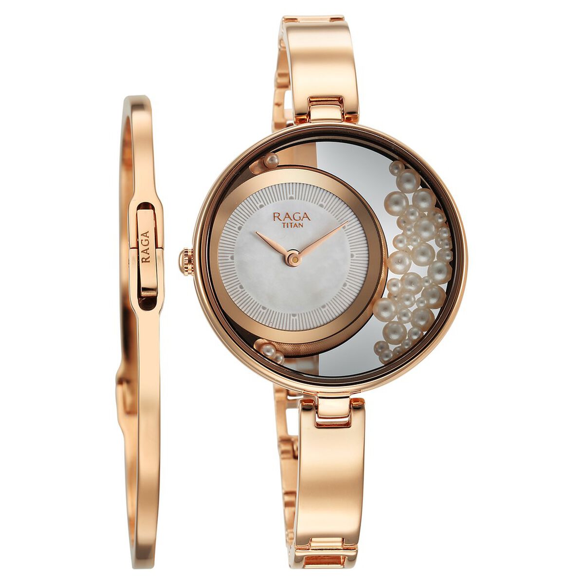 Titan Raga Power Pearls Quartz Analog White Dial with loose pearls Metal Strap Watch for Women 2