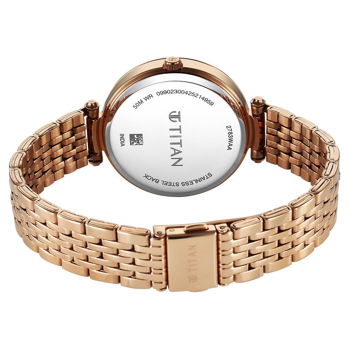 Titan Workwear Quartz Analog Brown Dial Rose Gold Colour Stainless Steel Strap Watch For Women 5