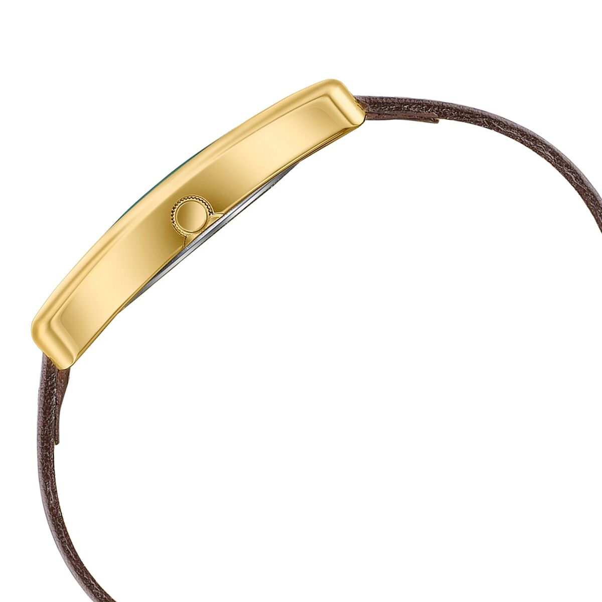Sonata Ascent Gold Rectangular Watch with Brown Leather 5