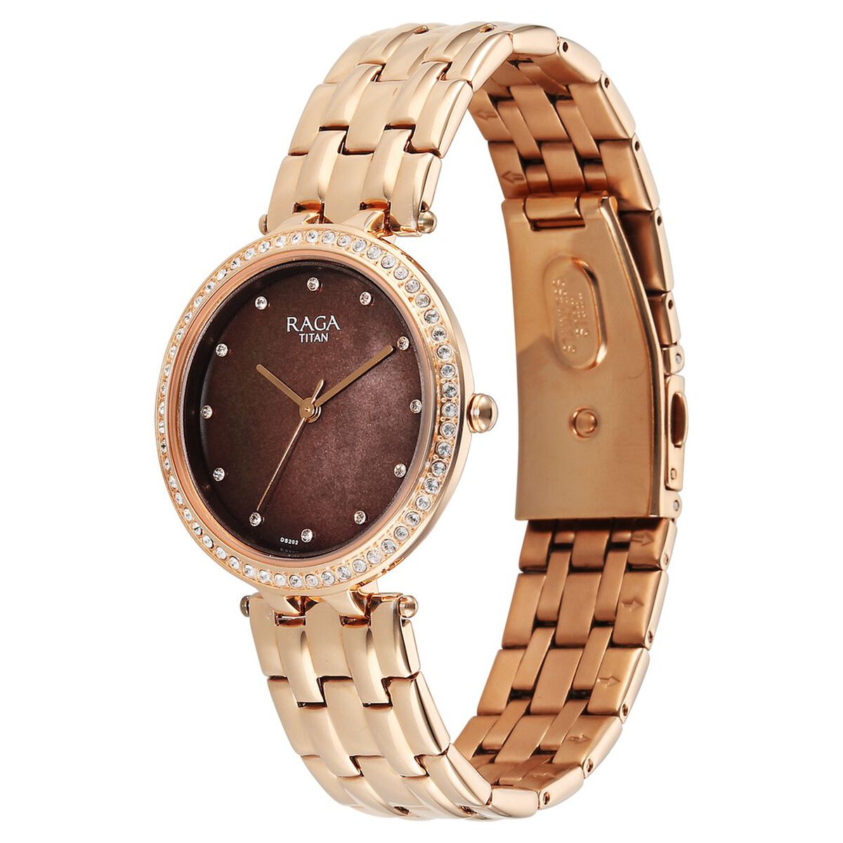 Titan Raga DEC Blaze Quartz Analog Brown Mother Of Pearl Dial Rose Gold Metal Strap Watch For Women 3