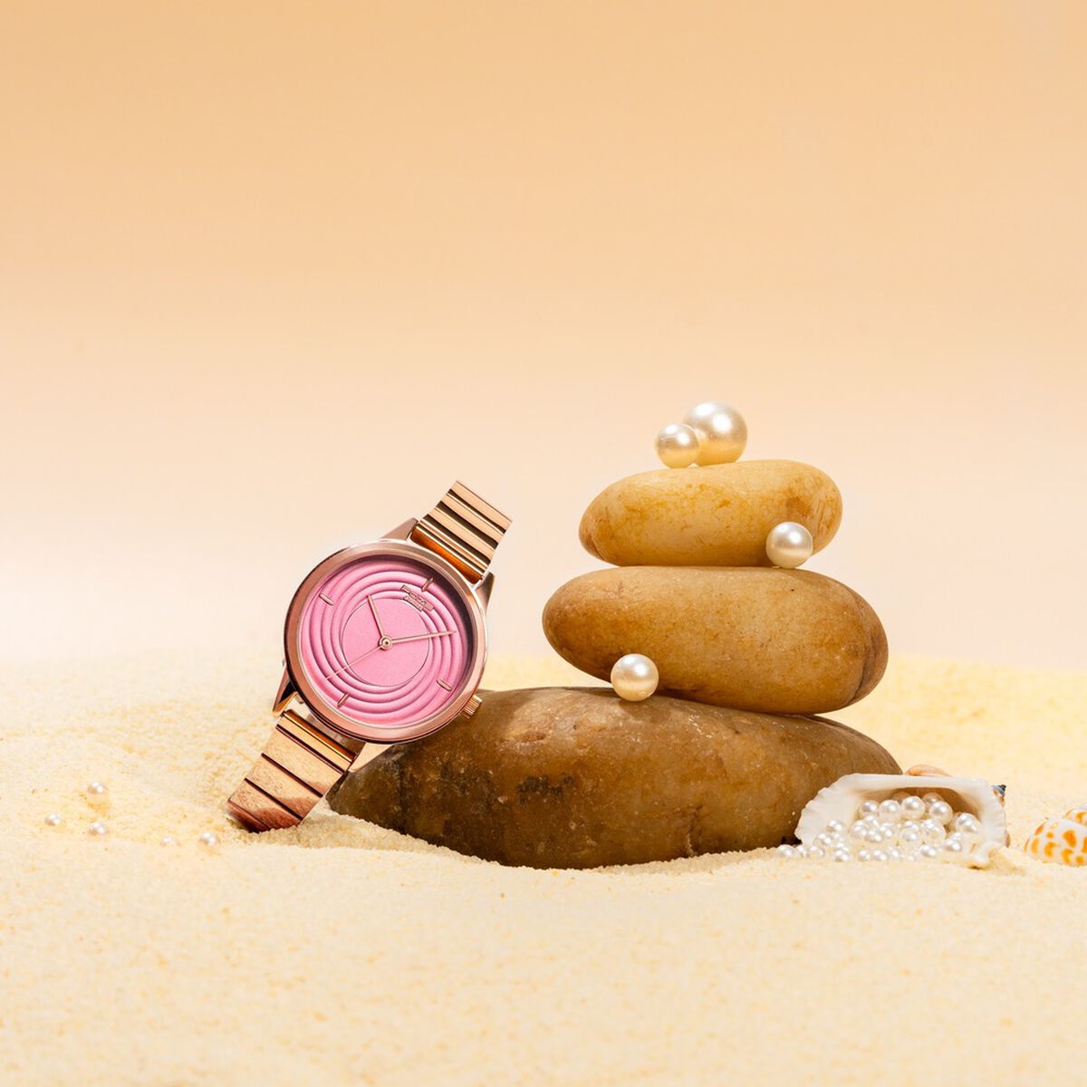 Sonata Poze Quartz Analog Pink Dial Stainless Steel Strap Watch For Women 1