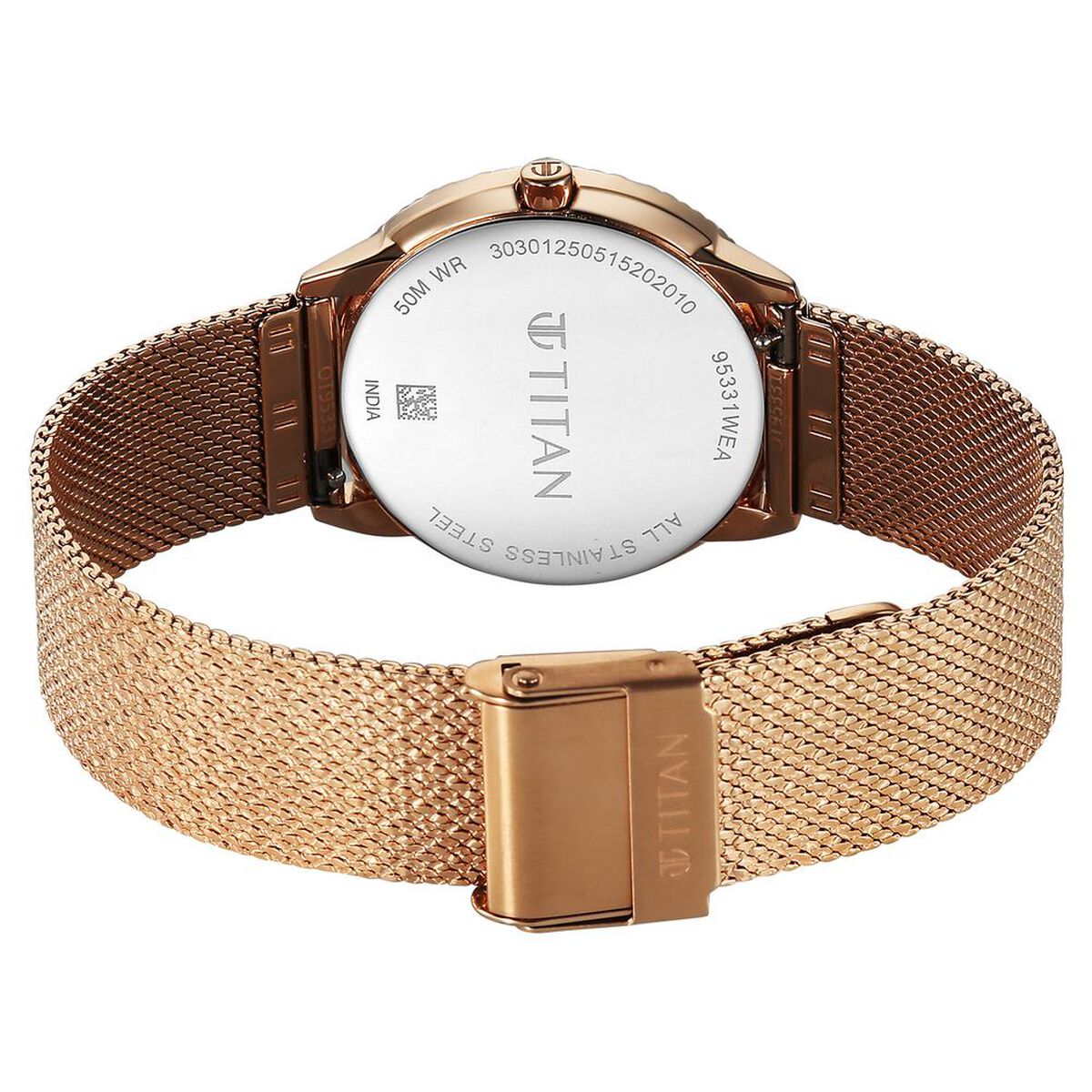 Titan Purple Glamour Quartz Analog Green Mother Of Pearl Dial Rose Gold Stainless Steel Strap Watch For Women 5