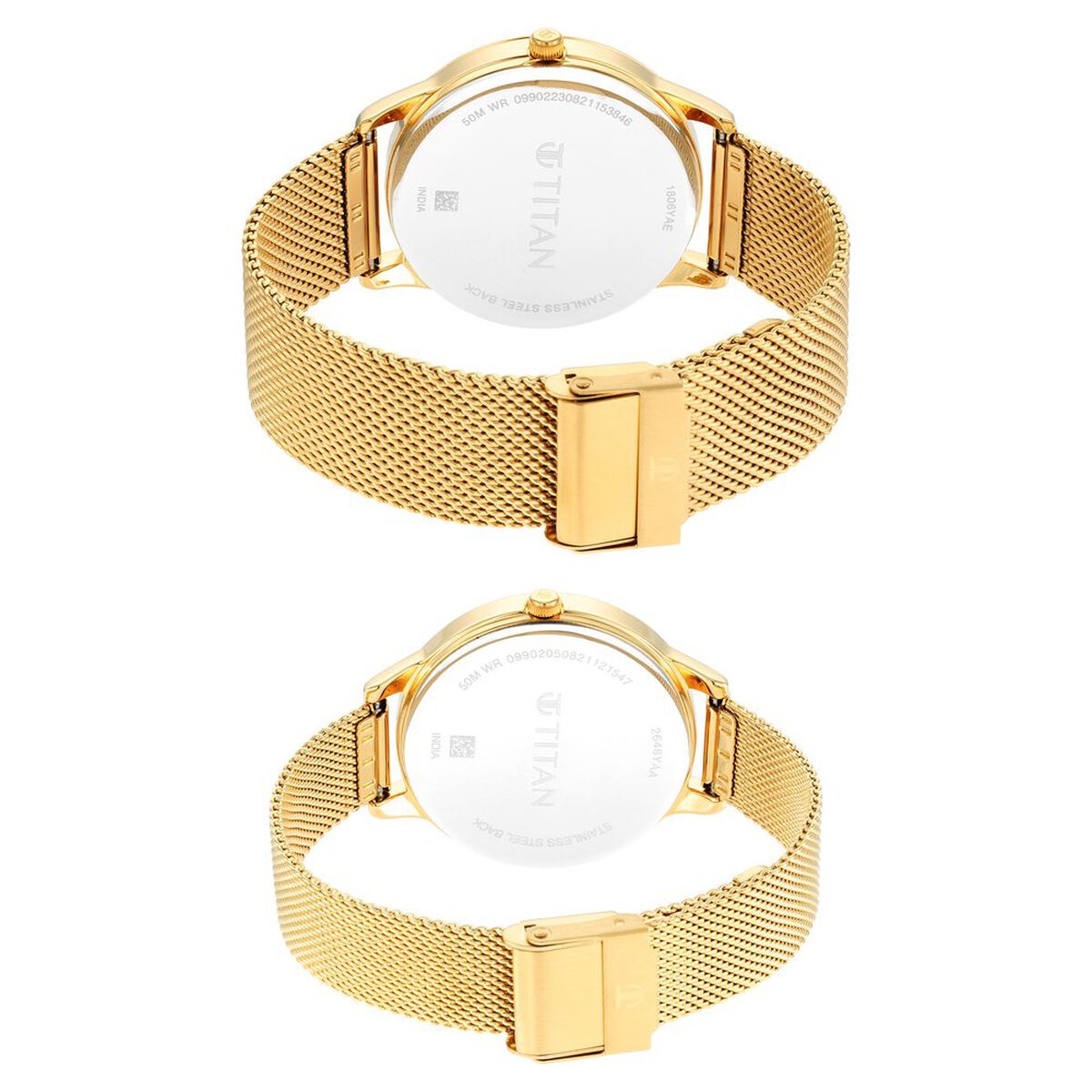 Titan Bandhan Champagne Dial Analog Stainless Steel Strap watch for Couple 4