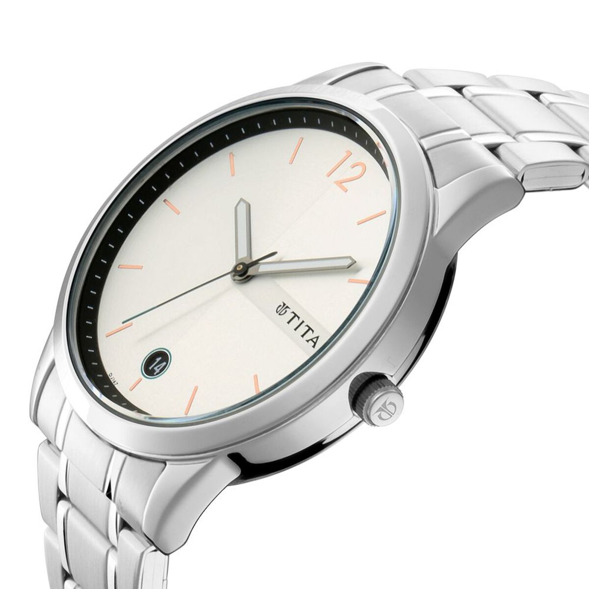 Titan Quartz Analog with Date White Dial Stainless Steel Strap Watch for Men 2
