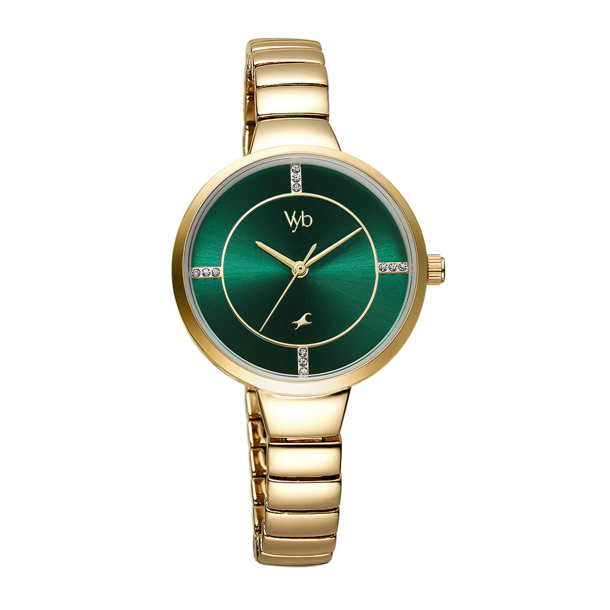 Fastrack Vyb Enigma Quartz Analog Green Dial Stainless Steel Strap Watch for Girls 2