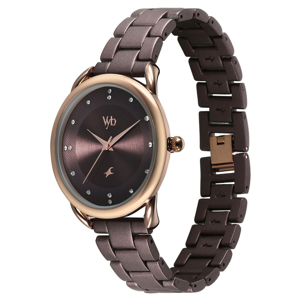 Vyb Charmer By Fastrack Quartz Analog Brown Dial Metal Strap Watch For Girls 4