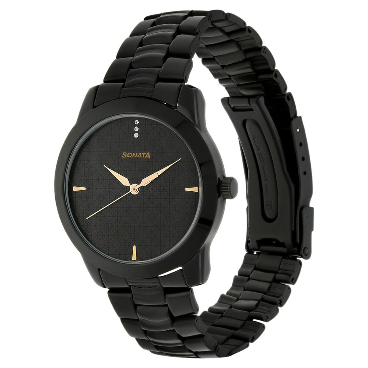 Sonata Quartz Analog Black Dial Metal Strap Watch for Men 2