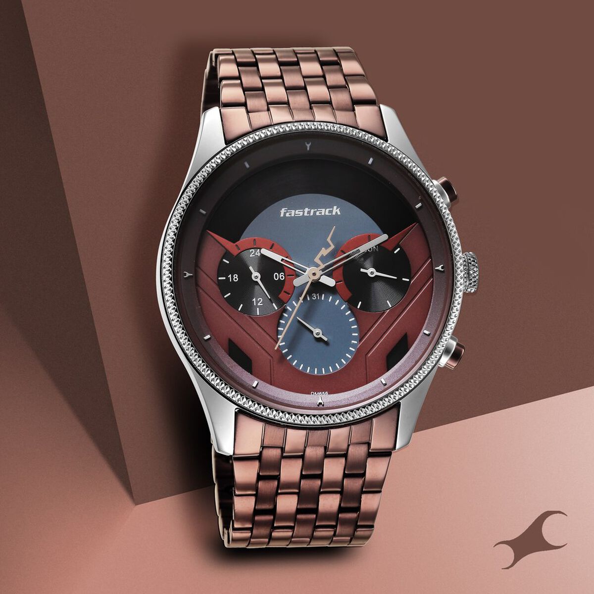 Fastrack Thor Quartz Multifunction Red Dial Metal Strap Watch for Guys 1
