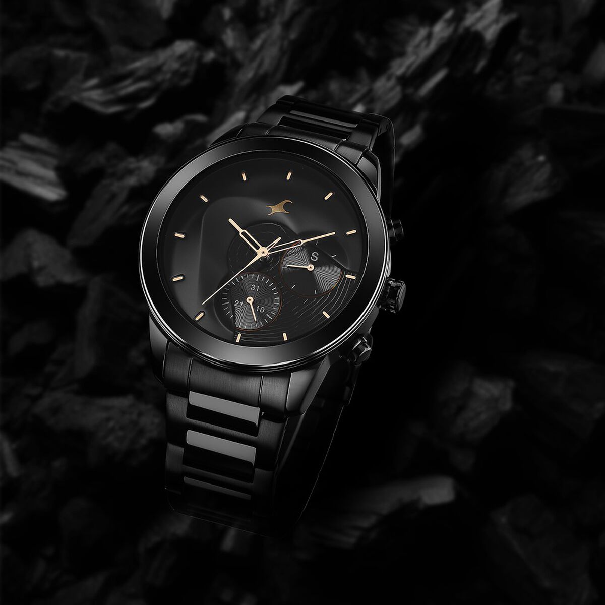 Fastrack Cerame Quartz Multifunction Black Dial Steel & Ceramic Strap Watch for Guys 3