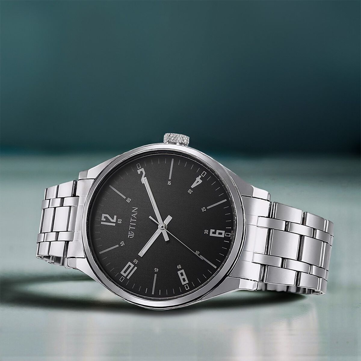 Titan Wrist Wit Quartz Analog Grey Dial Stainless Steel Strap Watch for Men 1