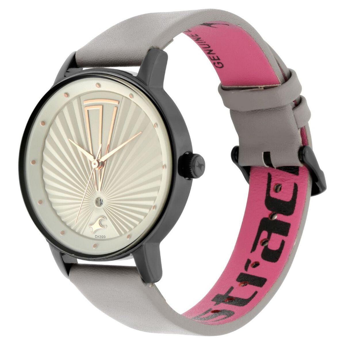 Fastrack Ruffles Quartz Analog with Date Grey Dial Leather Strap Watch for Girls 4