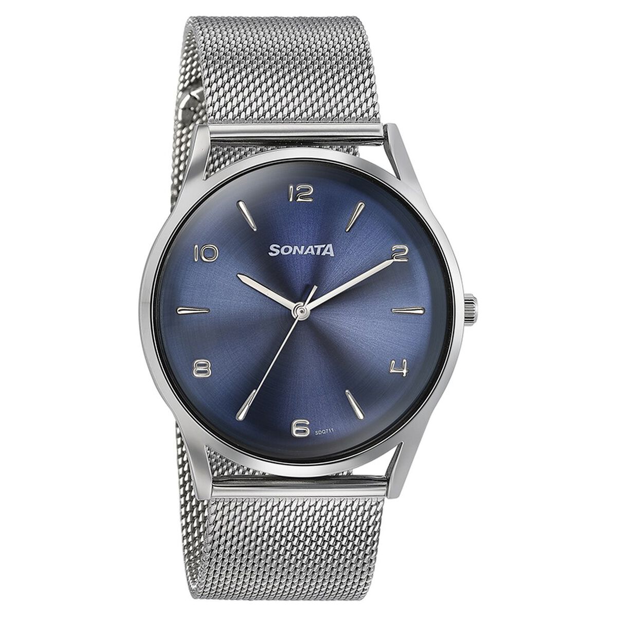 Sonata Quartz Analog Blue Dial Silver Stainless Steel Strap Watch For Men 3