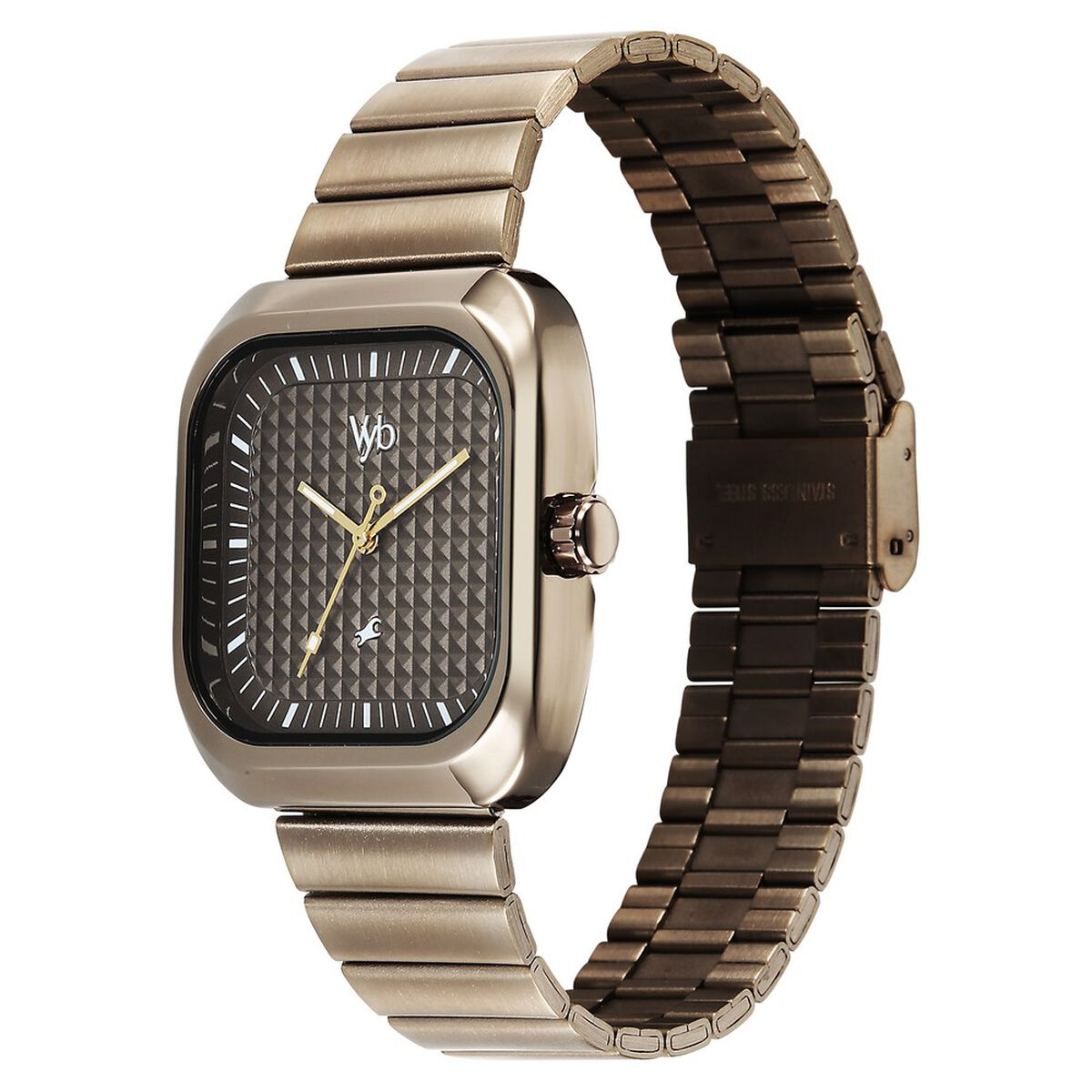 Fastrack Vyb Maverick Quartz Analog Khaki Dial Metal Strap Watch For Guys 5