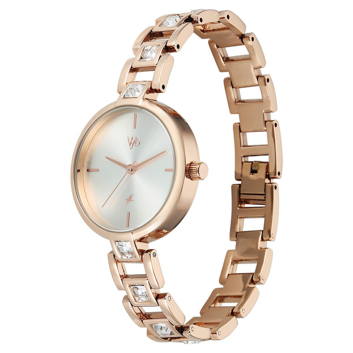 Vyb Manifester By Fastrack Quartz Analog Silver Dial Rose Gold Metal Strap Watch For Girls 5