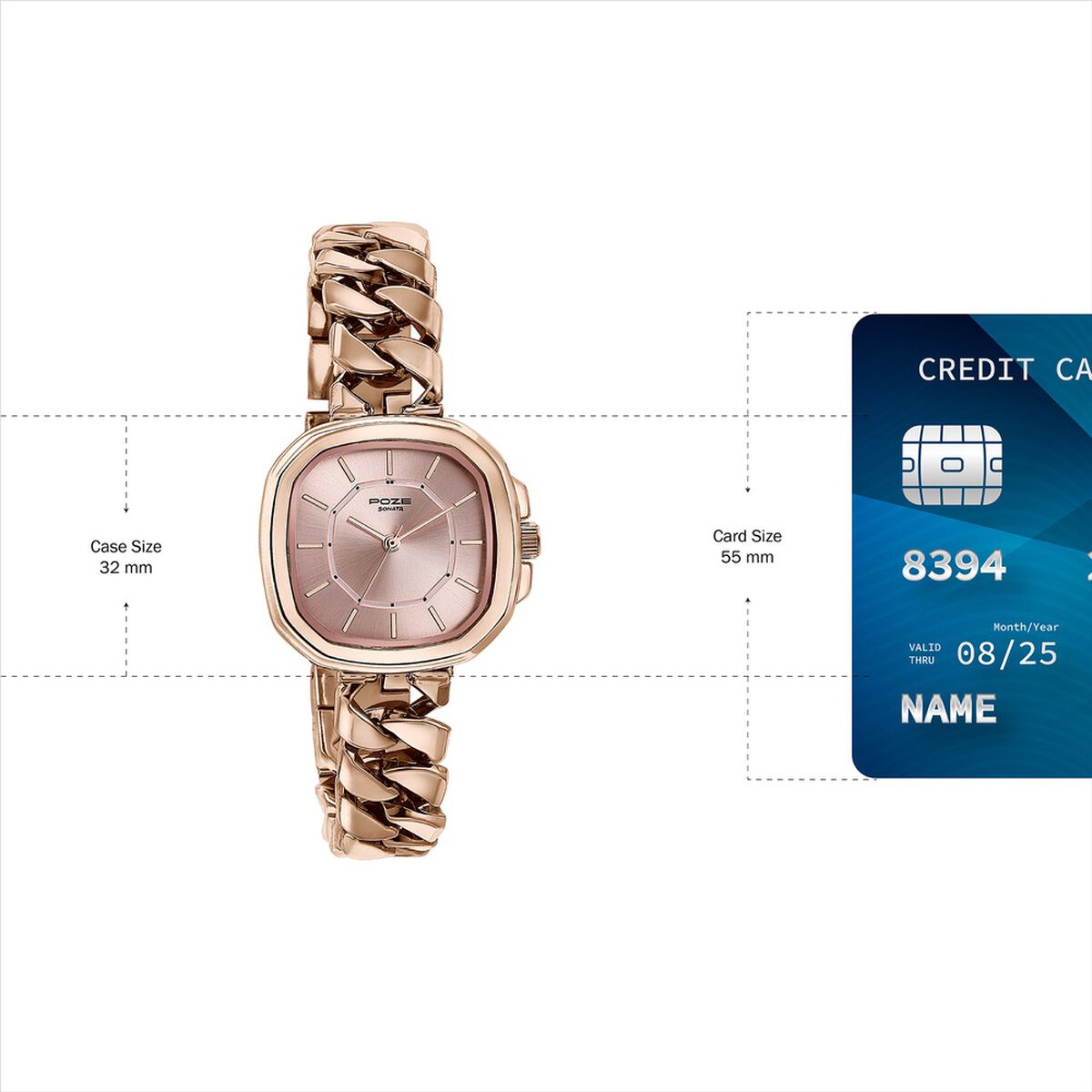 Sonata Poze Quartz Analog Rose Gold Dial Metal Strap Watch For Women 4