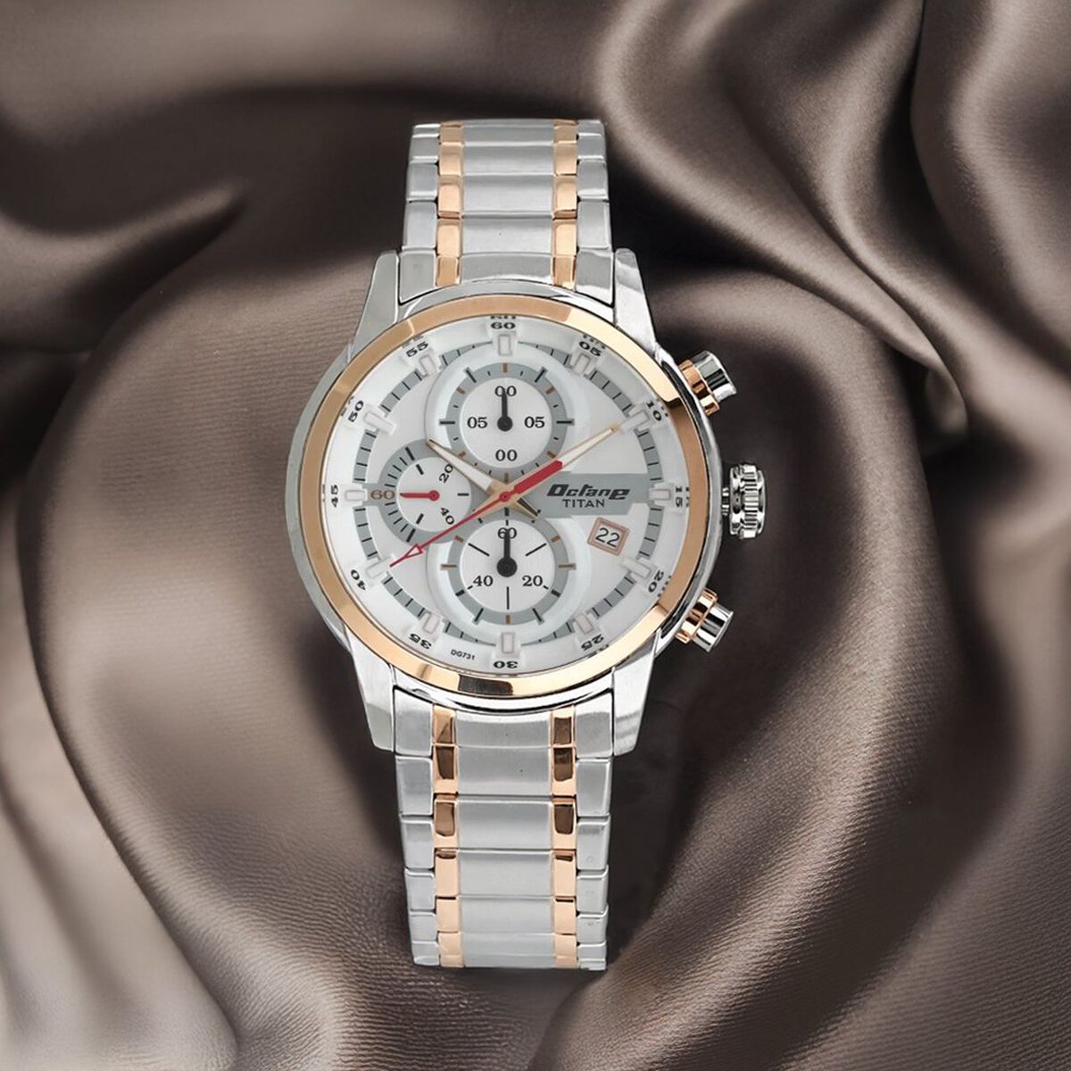 Titan Octane Quartz Chronograph White Dial Stainless Steel Strap Watch for Men 1