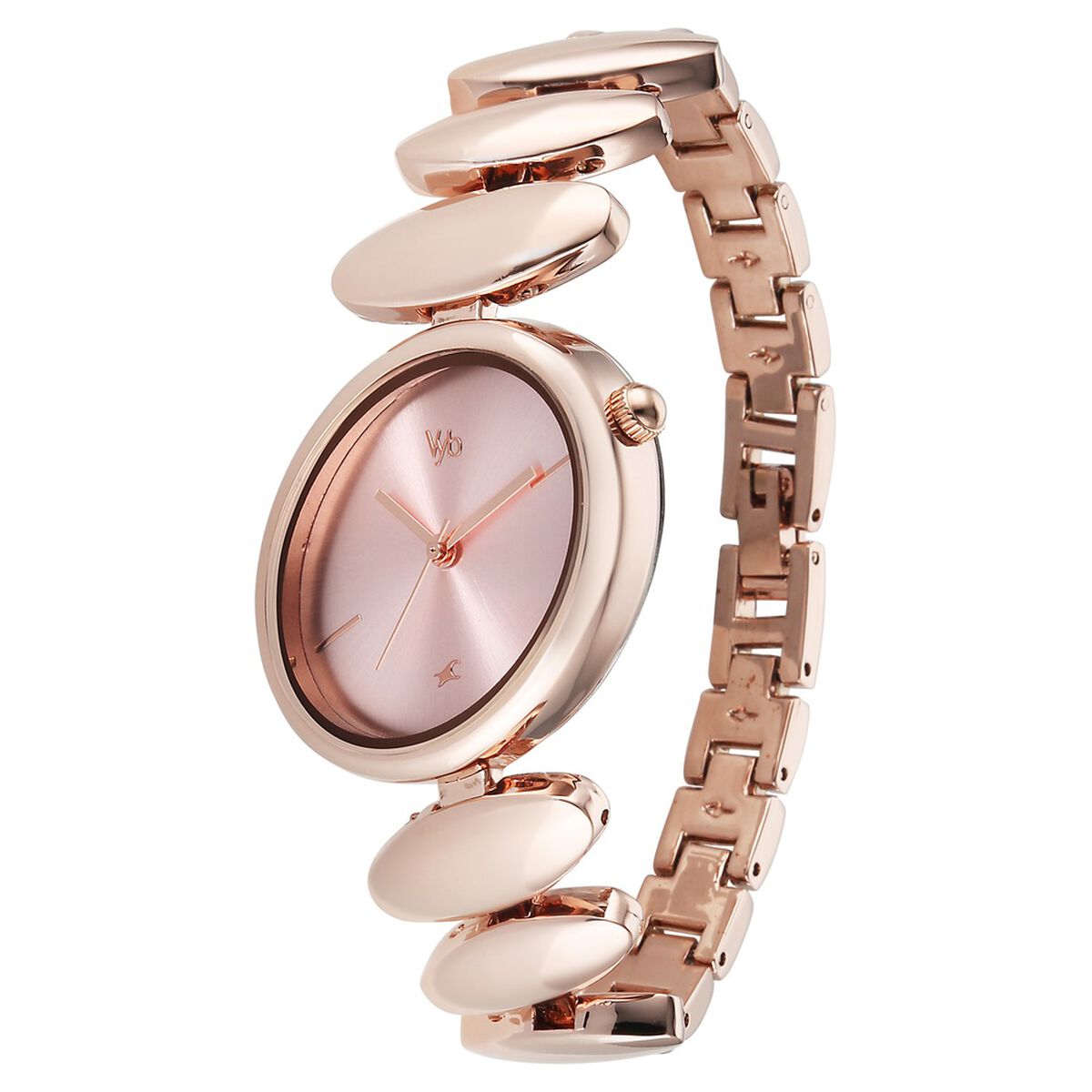 Vyb Successor By Fastrack Quartz Analog Pink Dial Rose Gold Metal Strap Watch For Girls 3