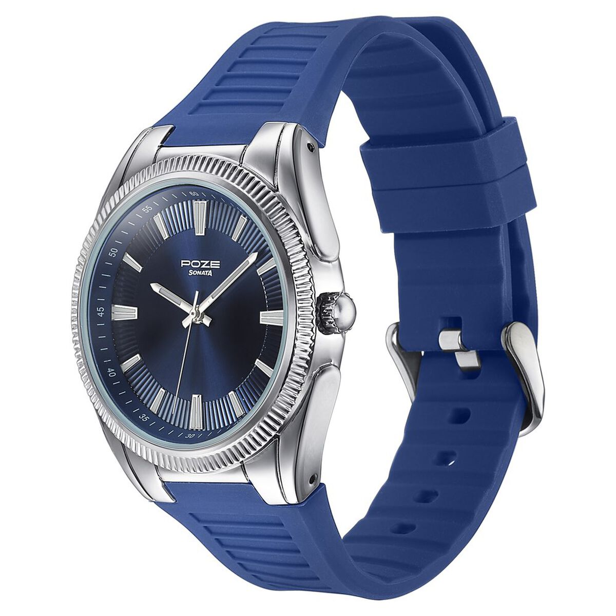 Poze By Sonata Quartz Analog Blue Dial Blue Silicone Strap Watch For Men 5