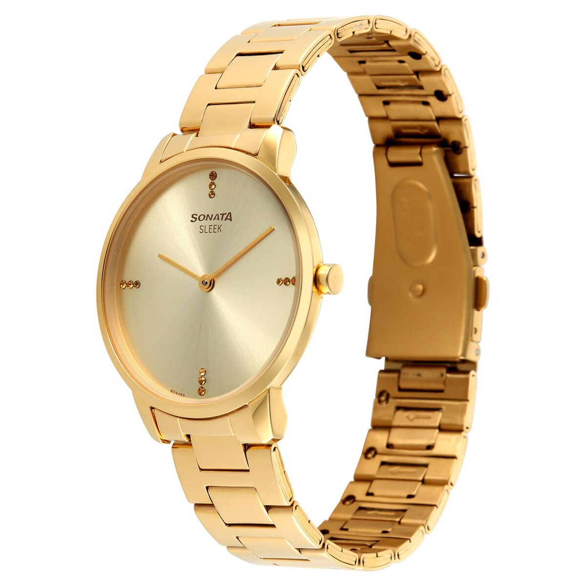 Sonata Sleek Women Gold Dial Ultra-Slim Gunmetal Watch 2