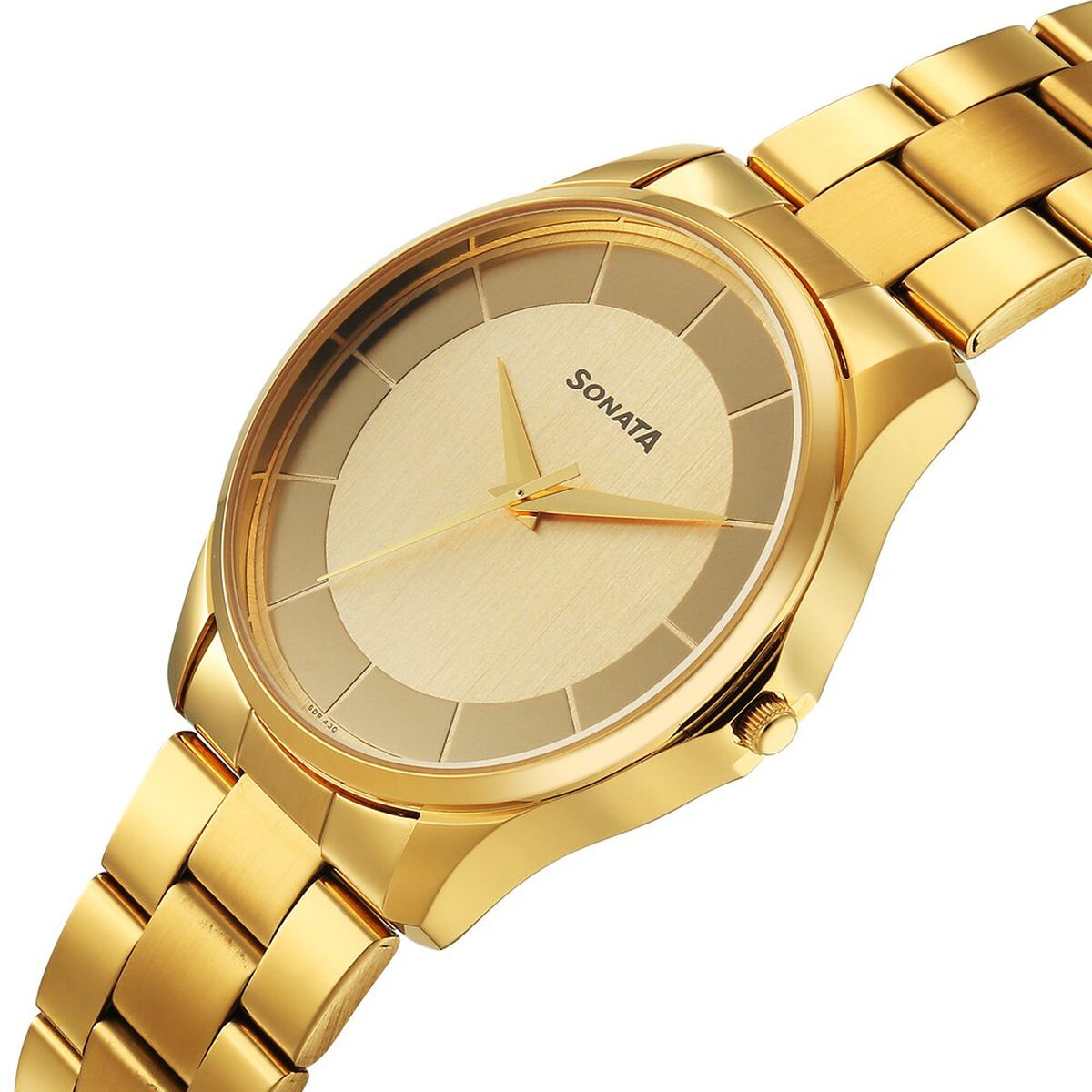 Sonata Traditional Essentials Quartz Analog Multicoloured Dial Golden Metal Strap Watch For Men 3